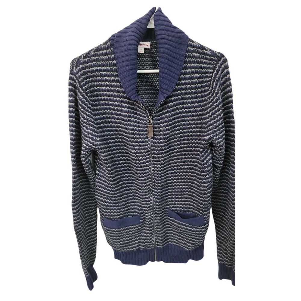 Men's Merona Blue/Grey Zip Front Long Sleeve Cardigan SIZE SMALL - Picture 2 of 5